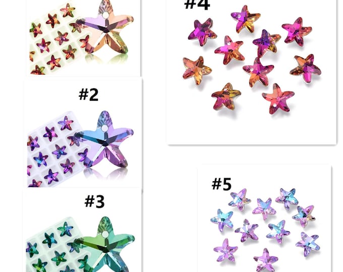 12pc crystal glass  sea star/starfish shape glass beads s206A-pls pick your color