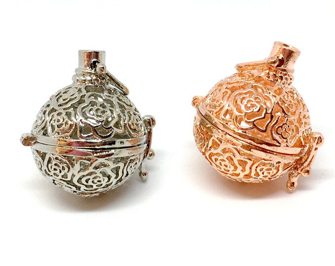 2pc 27x25mm  round shape metal prayer box bead cage pendant R730-pls pick a color