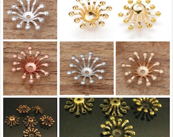 50pc 12mm  metal brass made filigree bead caps-pls pick your color