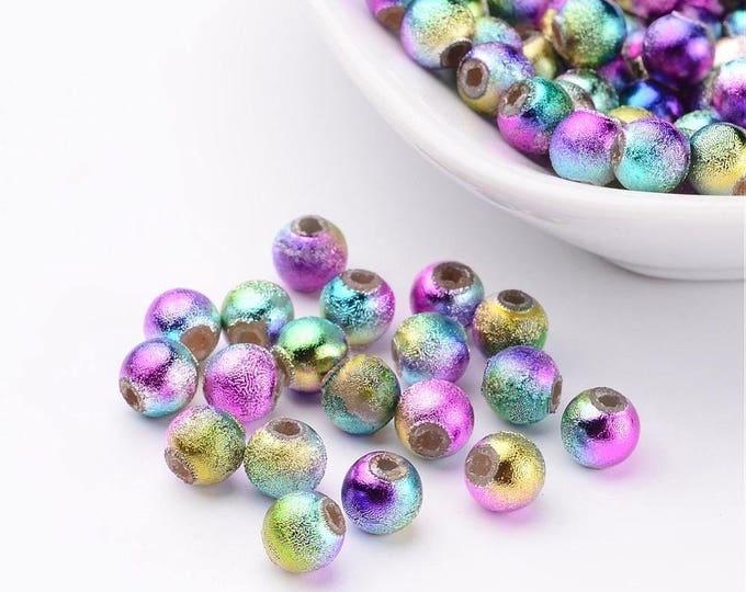 100pc  Colorful Spray Painted Matte Acrylic Round Beads-pls pick a size