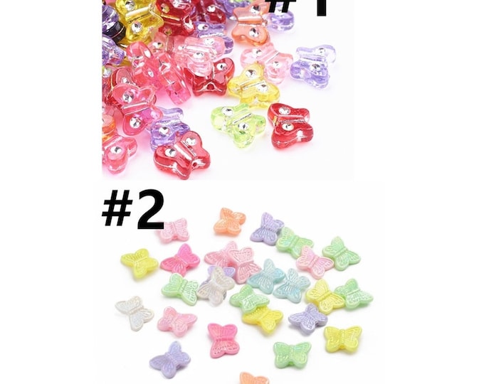 50pc 11X9mm mix color acrylic butterfly beads- pls pick a style