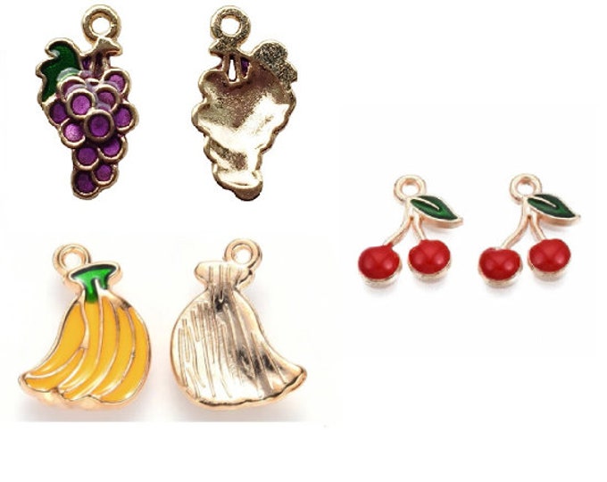 6pc metal with enamel fruit charms- pls pick a fruit
