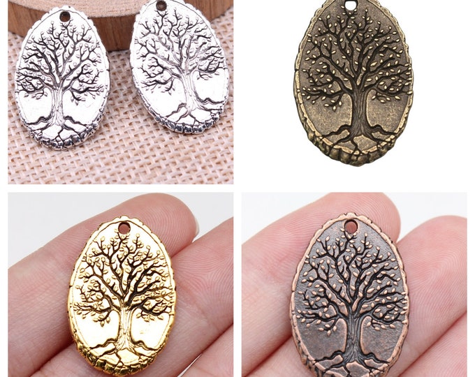 4pc metal tree of life pendants 26x17mm-pls pick a color