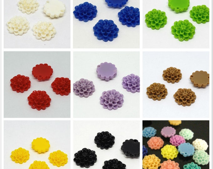 12pc  15mm resin flower cabochon-pls pick a color