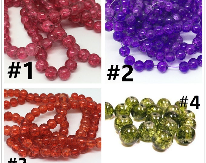 50pc 7mm round  crackle glass beads-pls pick a color