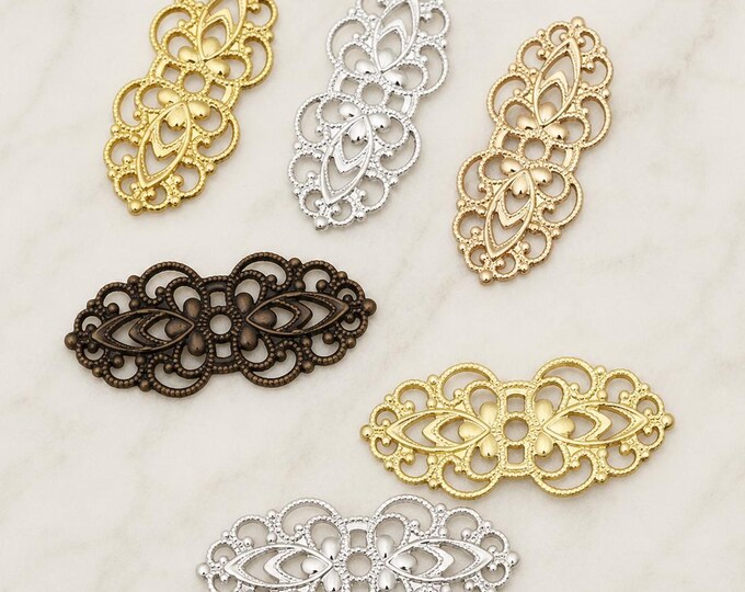 10pc 33x15mm  Metal Brass Filigree Findings  wraps-pls pick a color