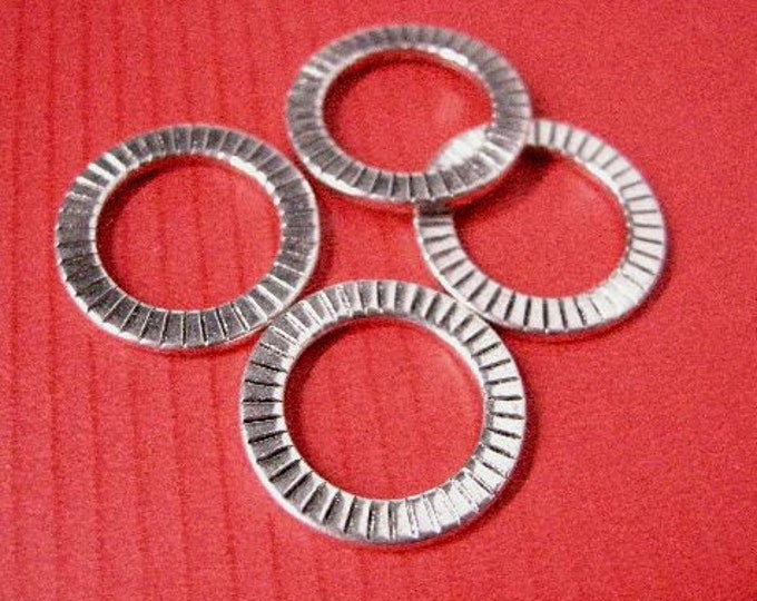 6pc antique silver finish 17.5mm stamped metal ring-5226