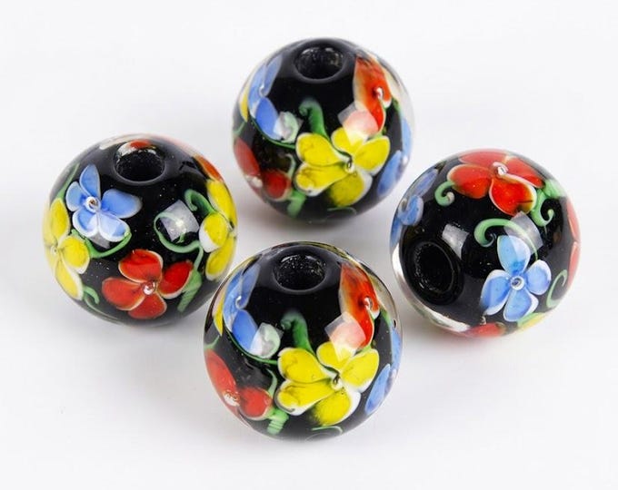 4pc 14mm lampwork round glass beads