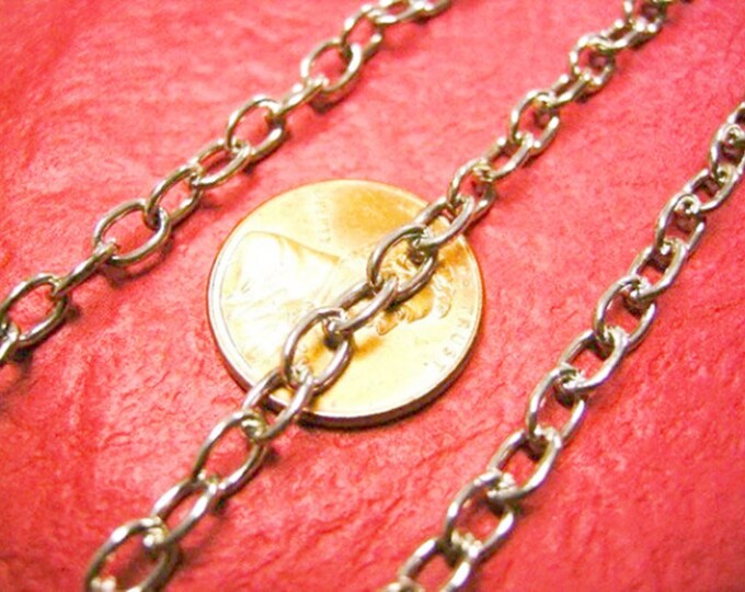 5 feet 6x4mm antique silver finish metal oval chain-3468