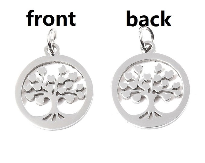 5pc stainless steel tree of life pendants with Unsoldered Jump Ring