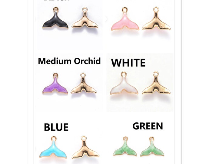 5pc 17.5x15mm  fishtail metal enamel charms-bak140T -pls pick a color