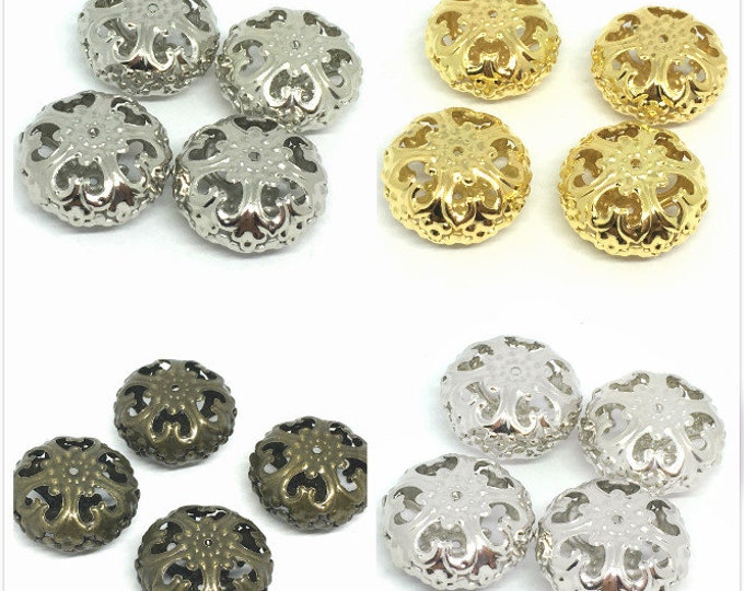 4pc 23x12.5mm flat round filigree beads-pls pick a color