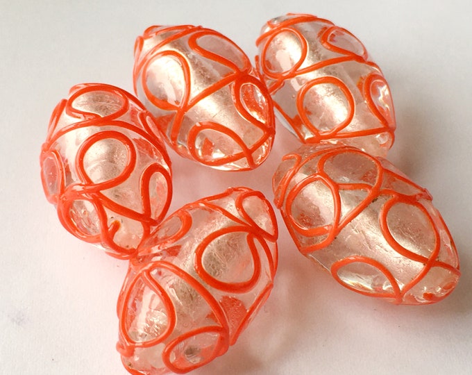 5pc 26x16mm oval shape lampwork glass beads-7022Q