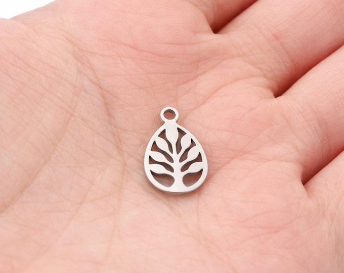 5pc Non-Tarnish 14.5x9.5mm Stainless Steel Leaf Charms