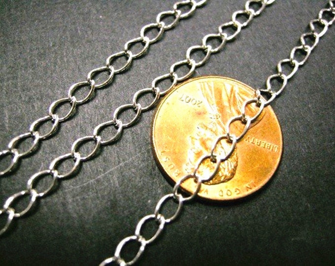 5 feet 5x3mm silver finish metal chain-3466