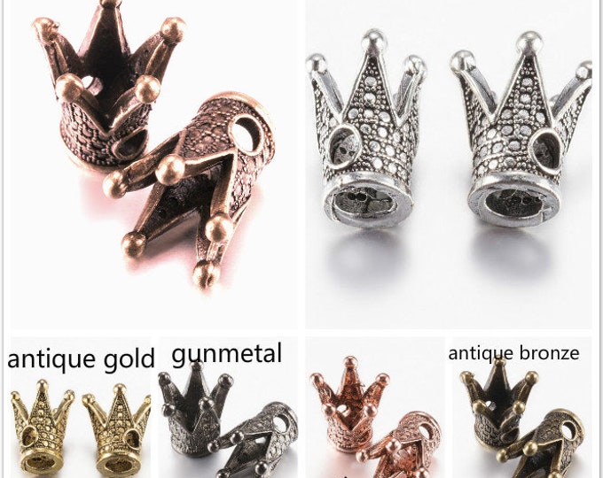 10pc 13x8.5mm antique finish metal crown beads-FH33- pls pick a color