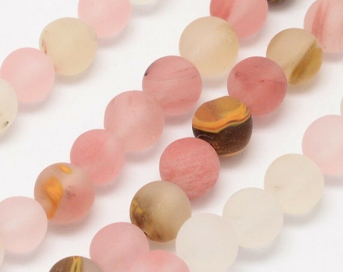 14 inch strand Frosted Tigerskin Glass Strands round beads-pls pick a size