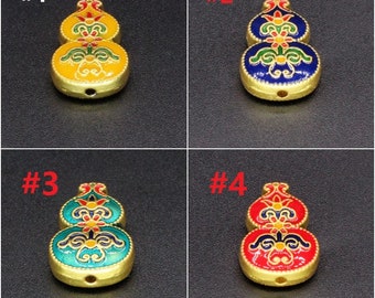 2pc 18x12mm metal with enamel gourd beads-Pls pick a color