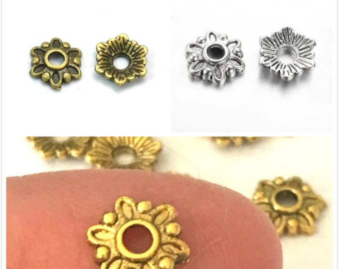 24 pc 7mm antique finish metal bead caps-pls pick a color