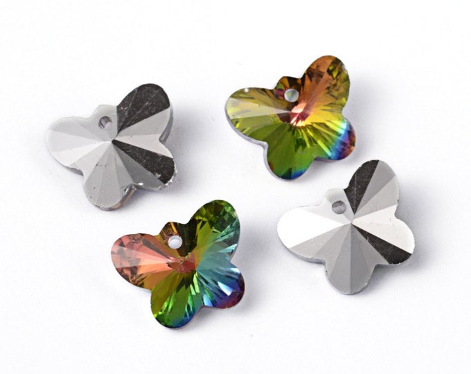 6pc crystal glass  butterfly shape glass beads-bak145m