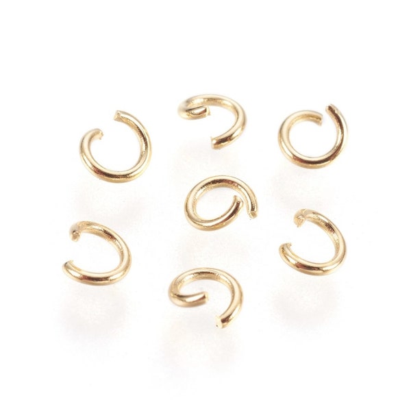 100pc stainless steel open jump rings in gold color-pls pick a size