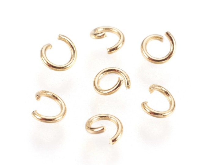 100pc stainless steel open jump rings in gold color-pls pick a size