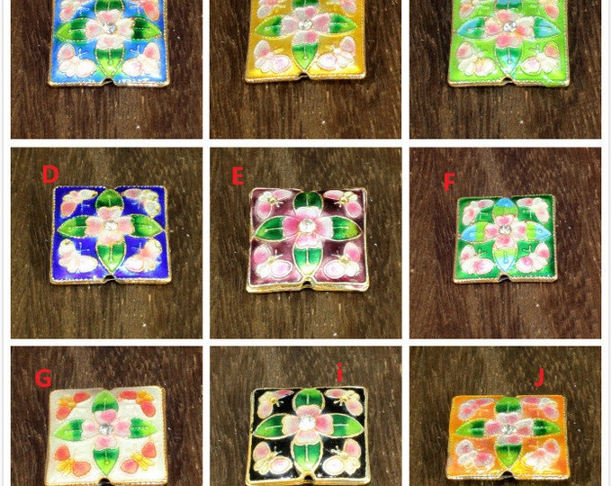 2pc 32mm  handmade square shape Cloisonne Beads 4m517-pls pick your color