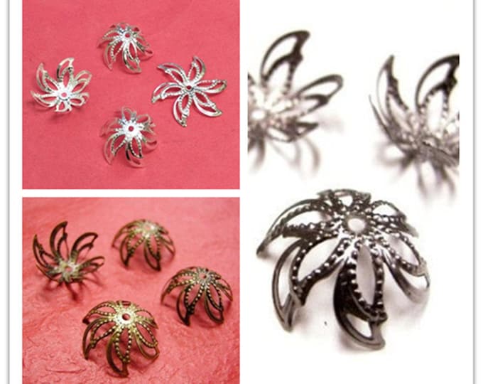 30 pieces bendable  filigree bead caps-pls pick a color