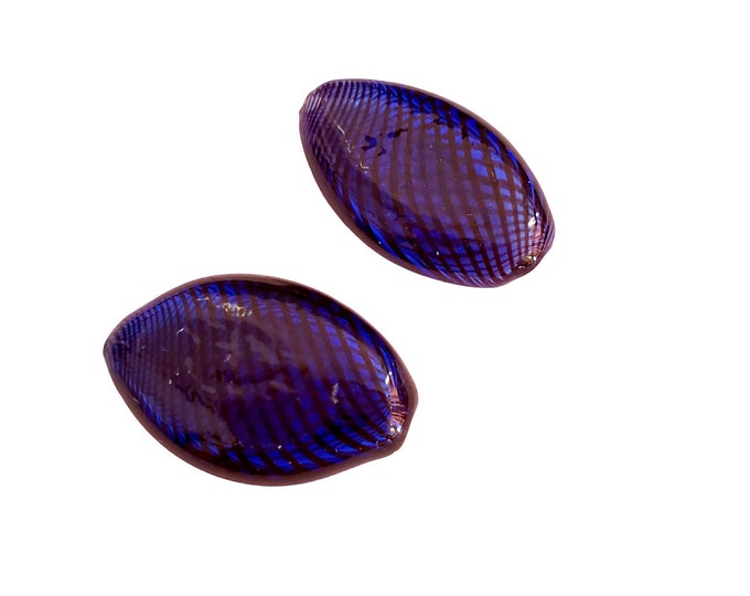 4pc 24x15mm blown hollow glass beads flat oval shape