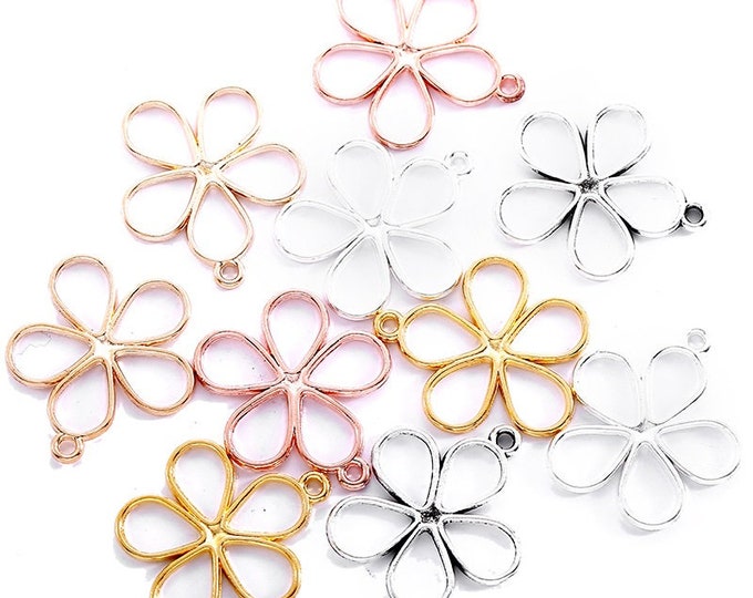10pc 19x17mm metal flower shape pendants-Pls pick a color