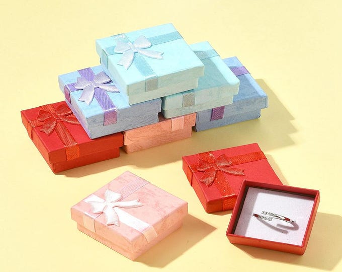 8pc  1.61x1.16 inches Sponge Filled Kraft Presentation Ring Jewelry Boxes, Paper Gift and Display