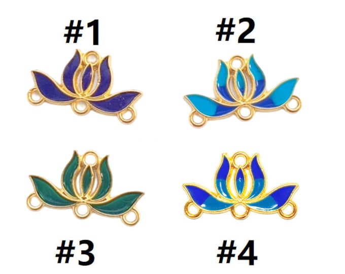 4pc 23x13mm metal with enamel flower shape connectors-pls pick a color