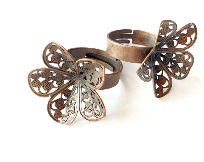 5 pc antique copper finish  metal ring shanks -bb95