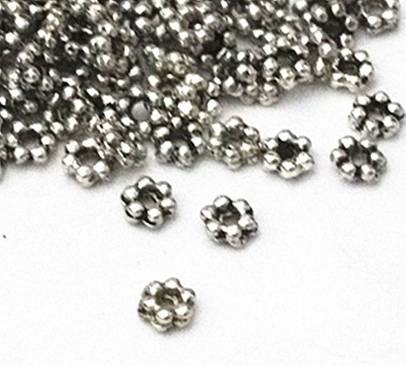 100pcs 3mm Antique Finish Cute Daisy Metal Bead Spacer-pls choose own color Antique silver 736b