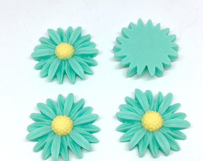 4pcs 26mm resin made flower cabochons-5038