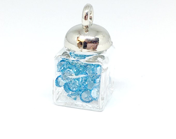 2pc glass bottle with beads inside pendants 22x12mm-7464D