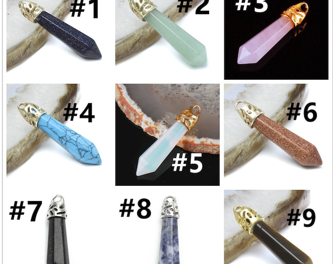 1pc 38x9mm bullet style gemstone pendant R87-pls select a stone