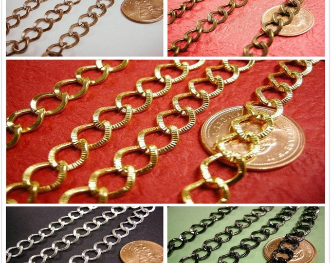 5 feet 9x7mm finish unsoldered patterned metal chain-pls pick a color