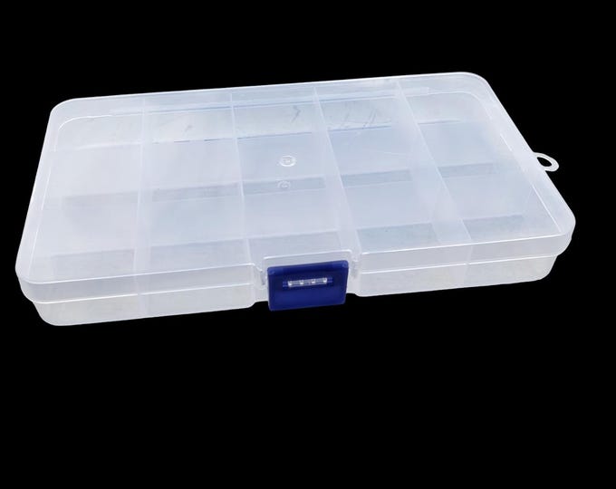 2pcs Clear Plastic Storage Box with Dividers – Minor Melt Mark on Lid – Ideal for Craft Supplies, Beads, and Small Parts