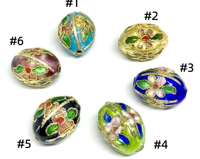 2pc 15x12mm oval shape handmade  Cloisonne Beads -LL1389-pls pick your color