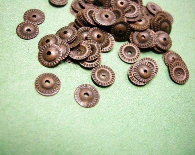 100pc 7mm antique  finish lead free bead caps- antique copper finish