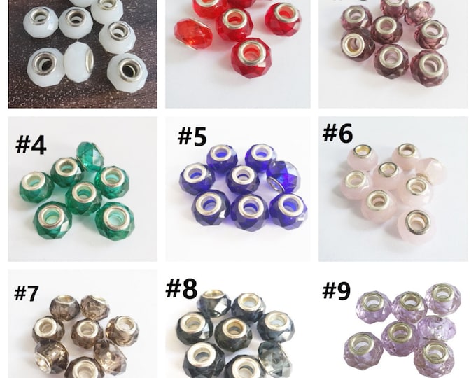 8pc Mix Color European style lampwork glass faceted beads- pls pick a color