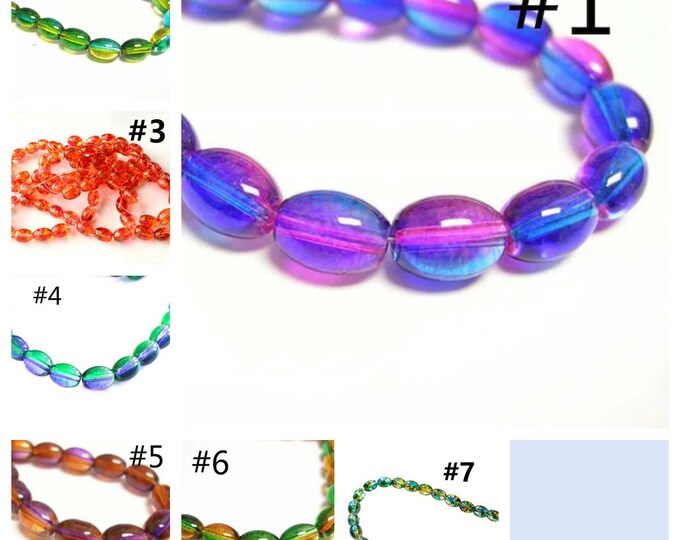 31 Inch Strand Of Glass Spray Painted 8x6mm oval glass beads(100 beads)-pls pick a color