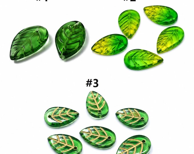 10pc 18x11mm  Glass Leaf shape Beads/charms-pls pick a color