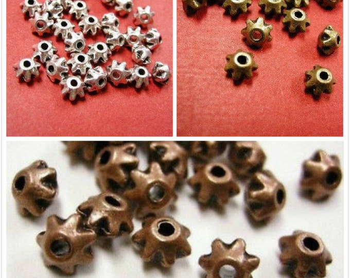 24pc 6mm antique finish metal snowflake bead-pls pick a color