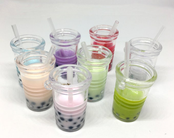 4pc 30x19mm Mix Color Bubble Tea Resin Pendants -LL1384