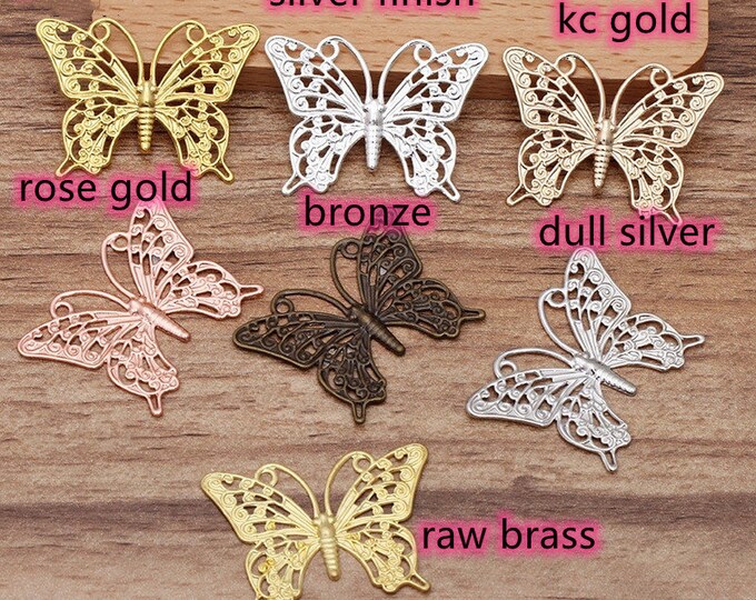 8pc 35x25mm brass made butterfly stamping findings-pls pick a color
