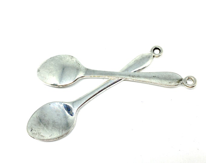 2PC 54x12mm antique silver finish metal spoon pendants-4843