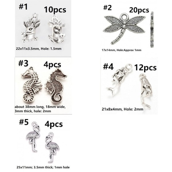 Antique silver finish metal animal pattern pendants-Pls pick a pattern(deer pendant, mermaid pendant, flamingo pendant, dragonfly pendant)