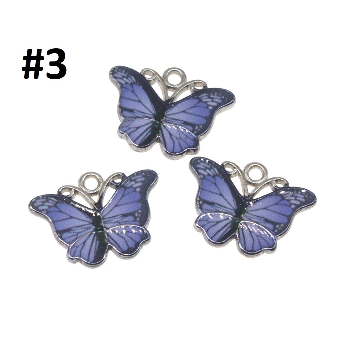 Butterfly Charms Pendant Enamel Metal Small Charms Necklace